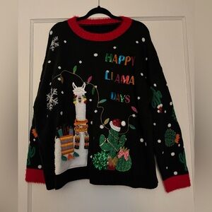 Festive Llama Women Christmas Holiday Ugly Sweater 2X Brand New No Labels